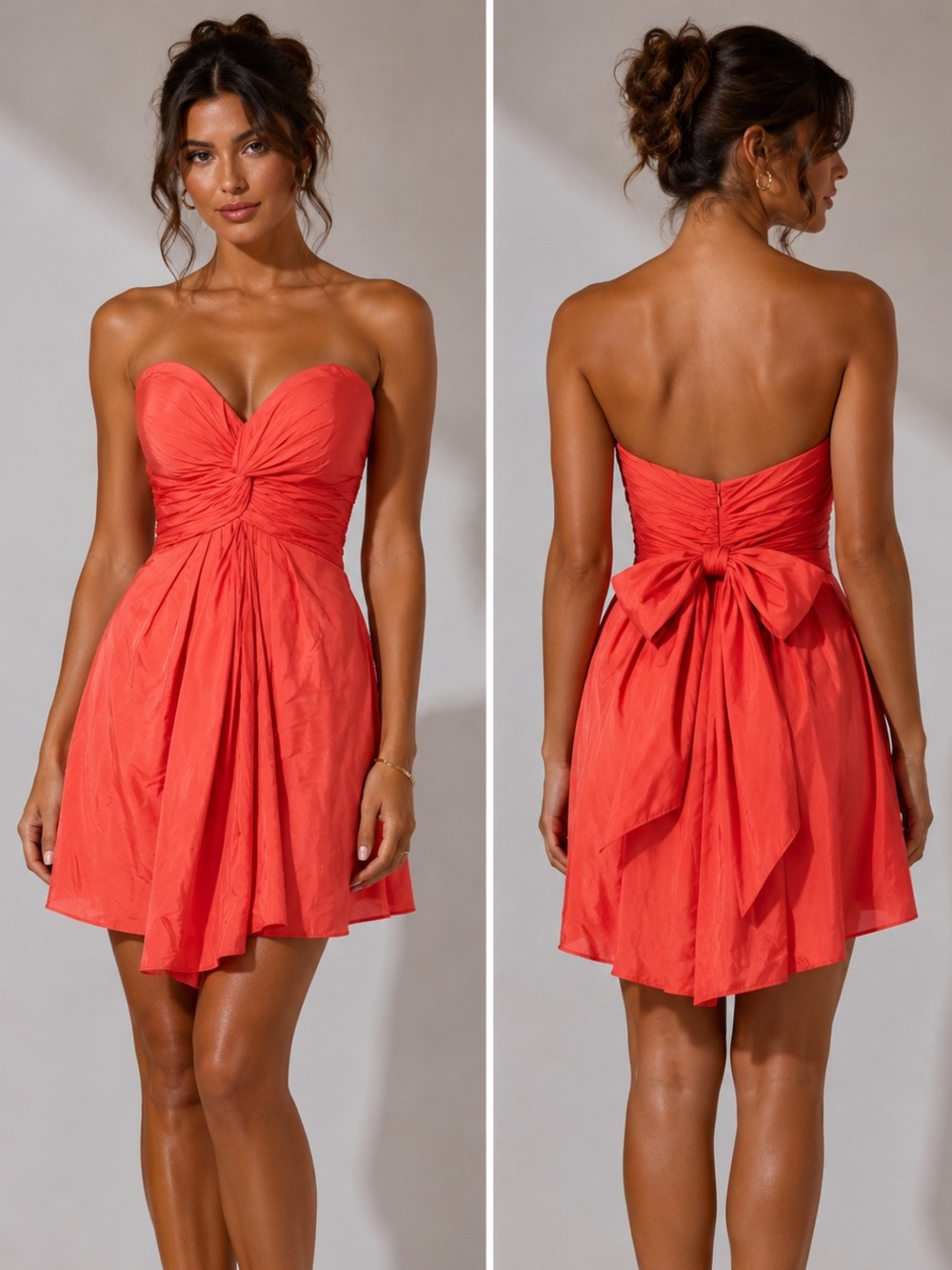 NWT Anthropologie Hitherto BHLDN Pleated Silk Strapless Dress Coral Size 0